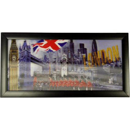 Iconic 3D 23x50cm - London & Flag