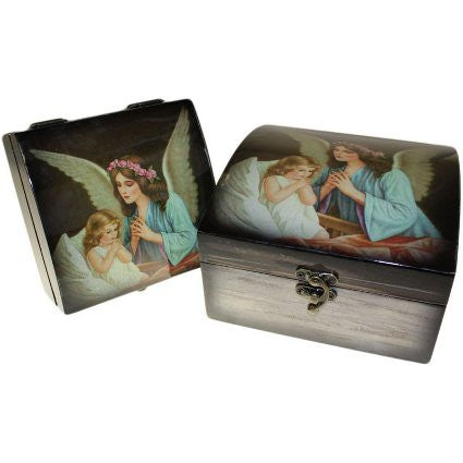 Set of 2 Angel Wooden Boxes - Guardian Angel Child