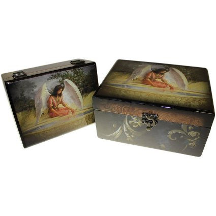 Set of 2 Angel Wooden Boxes - Reflective Angel