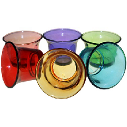 6x Glass Votive Candle Holder - Asst Colours