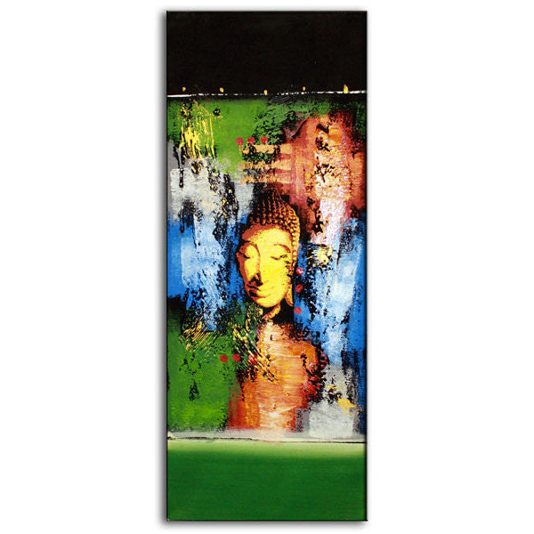 Abstract Buddha Green - Tall Painting