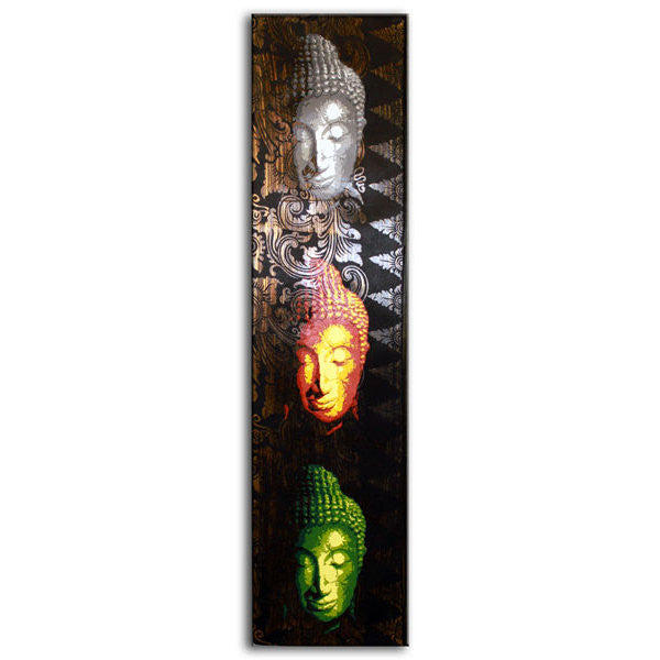 Buddha 3 (silver, gold, green) - Painting