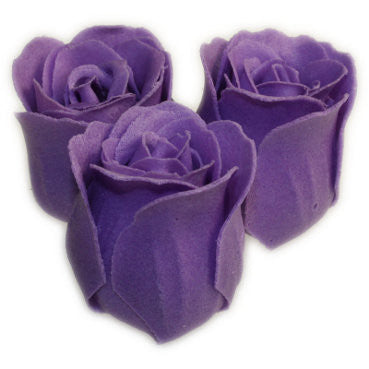 Bath Roses - 3 Roses in Heart Box (Lavender)