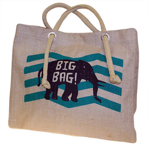 Big Jute Elephant Bag - Green