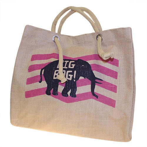 Big Jute Elephant Bag - Pink