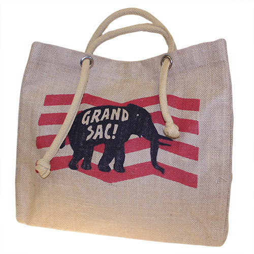 Big Jute Elephant Bag - Red (in French)