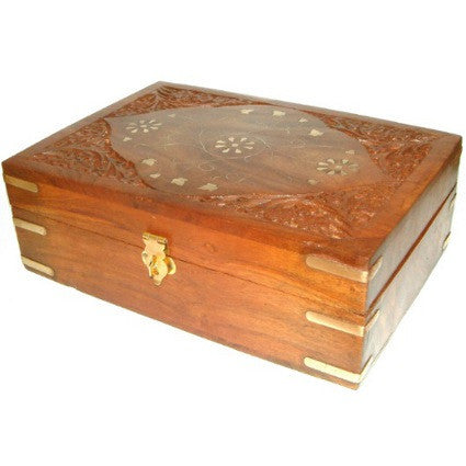 Carved Wooden Aromatherapy Box-holds 24x10ml