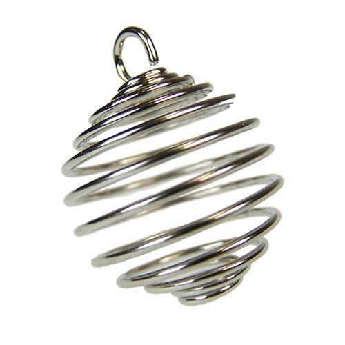 Silver Metal-Plated 25mm x 20mm Spiral Cage