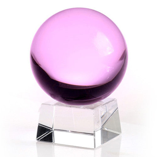 80mm Pink Crystal Ball On Stand