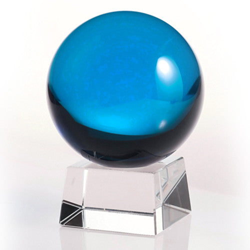 80mm Light Blue Crystal Ball On Stand