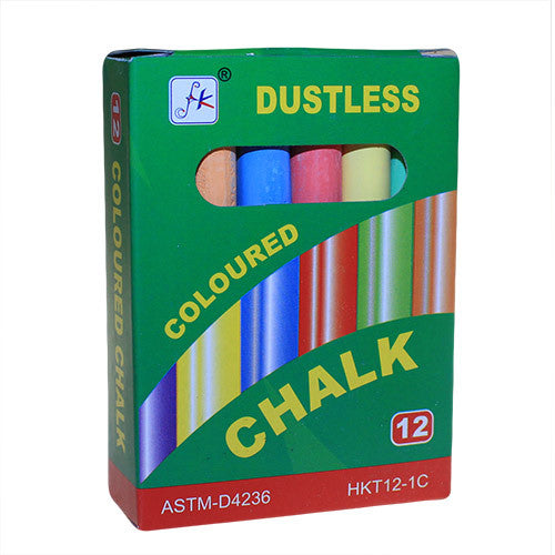 12 Assorted Coloured Dustless Chalks