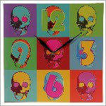 Ted Smith Pop Art Skulls Picture Clock