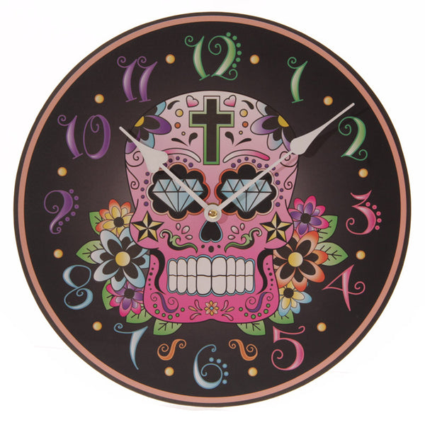 Day of the Dead Black Picture Clock
