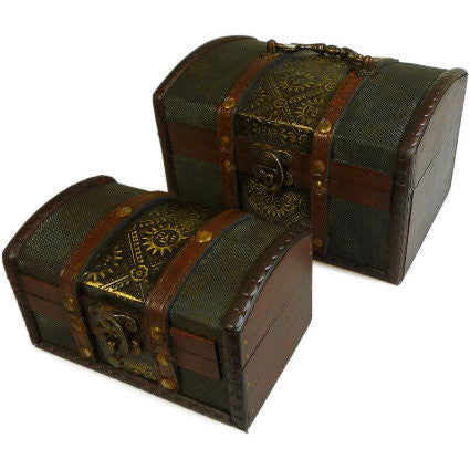 Set of 2 Colonial Boxes - Metal Embossed