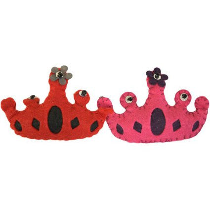 2x Princess Crowns Felt Brooches