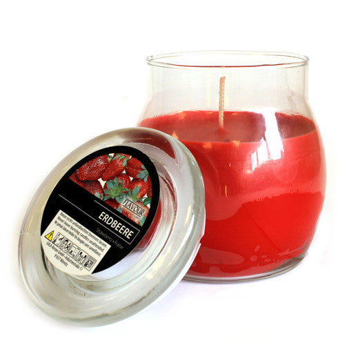 Scented Large Glass Jar Candle - Strawberry