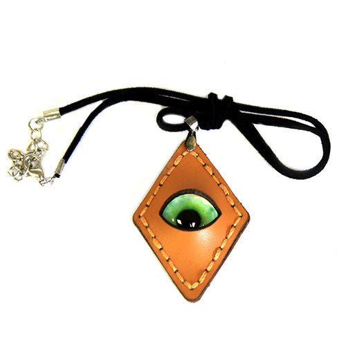Mystical Eyeball Necklace - Tan Diamond - Green Eye