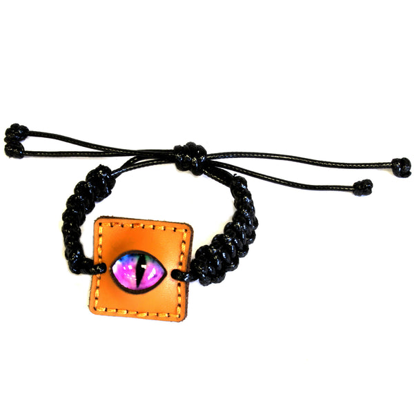 Mystical Eyeball Bracelet - Tan Square - Purple Eye