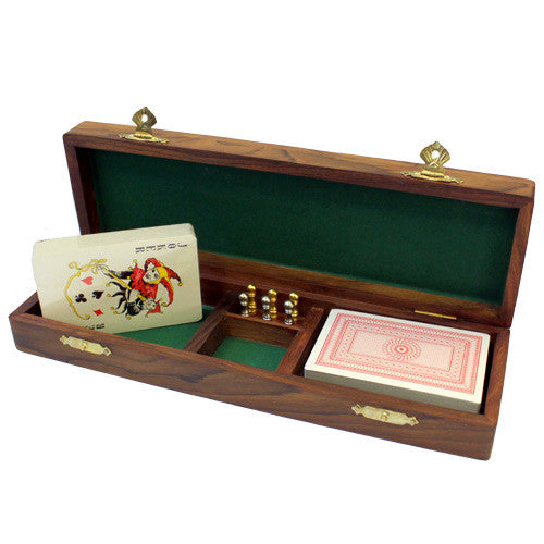 Double Pack Cribbage Box with Brass Pegs