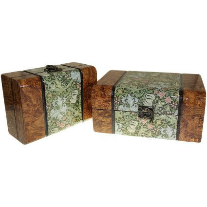 Set of 2 Boxes - Med Walnut Floral