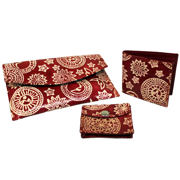 Leather Purse Set - Astrology - Red