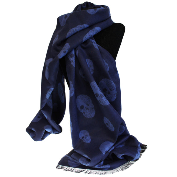 Unisex Rich Kid Skull Scarf - Navy & Blue
