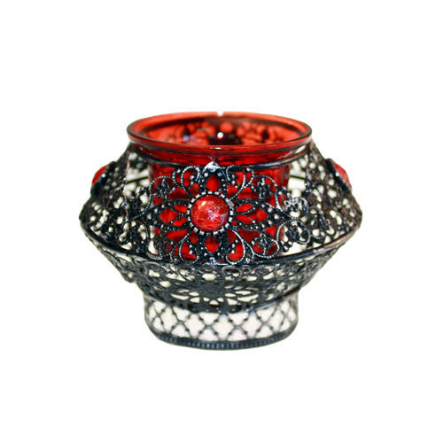 Moorish Single Round Red Candle Holder