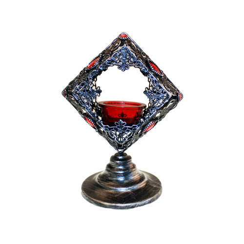 Moorish Single Square Red Candle Holder