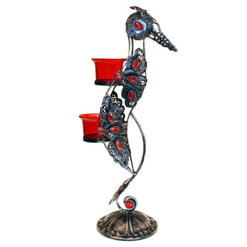 Moorish Bird Twin Red Candle Holder