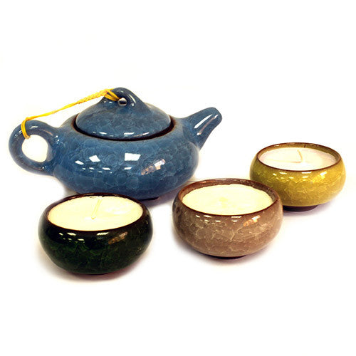 Oriental Tea Pot Set in a gift basket - Asst. Fragrances