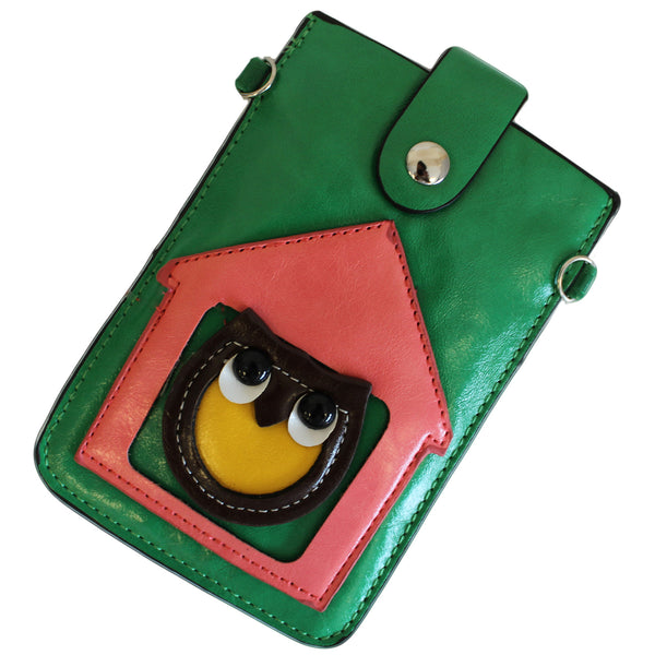 Owl Pouch - Green & Pink