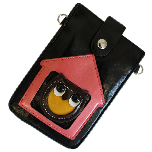 Owl Pouch - Black & Pink