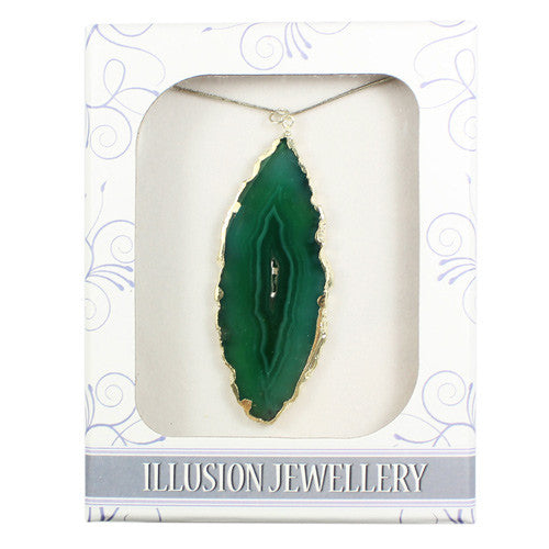 Silver Plated Agate Pendant - Green