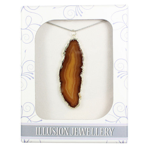 Silver Plated Agate Pendant - Natural