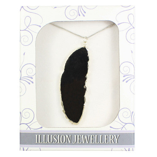 Silver Plated Agate Pendant - Black