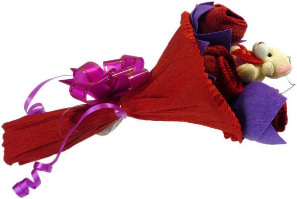 Rose Bouquet & Bear Towel Gift
