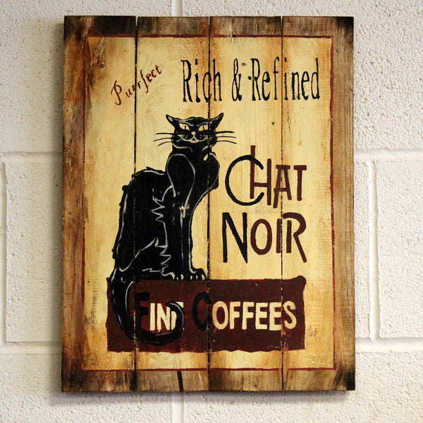 Wooden Coffee Sign - Chat Noir
