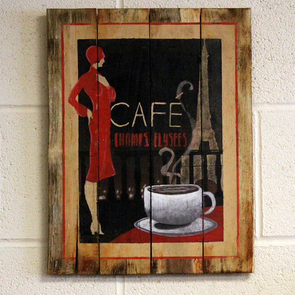 Wooden Coffee Sign - Cafe Paris