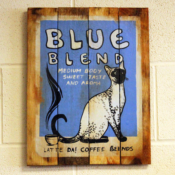 Wooden Coffee Sign - Blue Legend