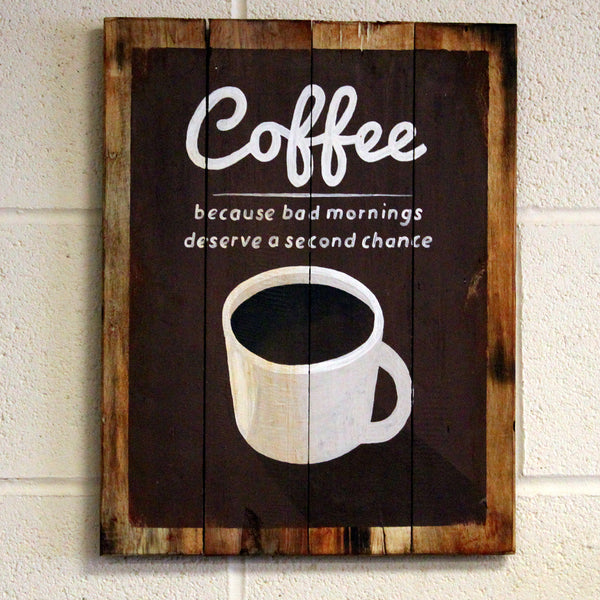 Wooden Coffee Sign - Bad Mornings
