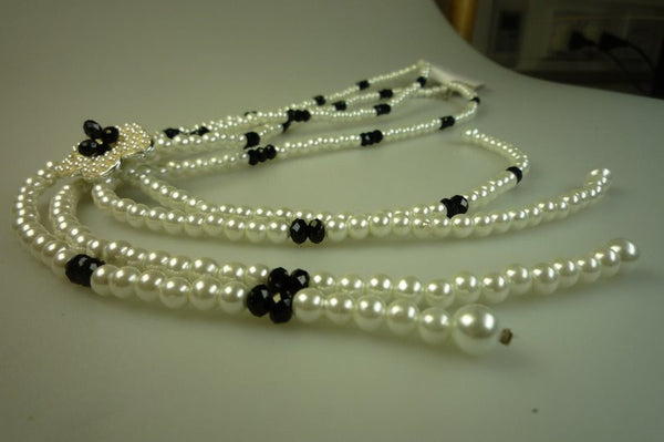 Perilous Pearls Diamante Flower Necklace
