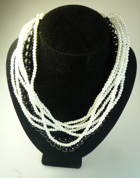 Perilous Pearls Black & White Twist Necklace