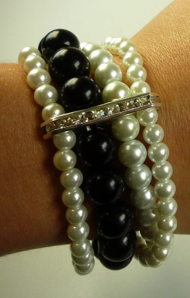 Perilous Pearls Four String Bracelet & Diamante