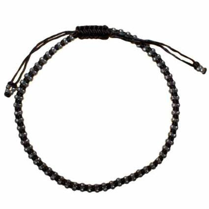 Black Waxed & Silver Ankle Chain D3
