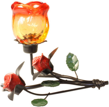 Single Rose Laying Romantic Candle Holder