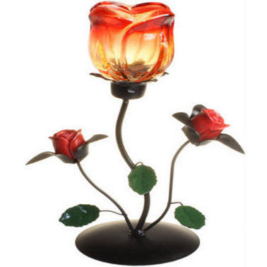 Single Rose Standing Romantic Candle Holder