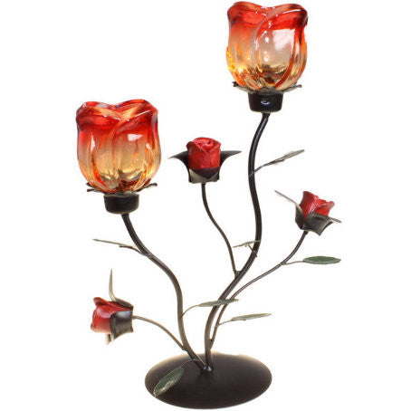 Twin Rose Standing Romantic Candle Holder