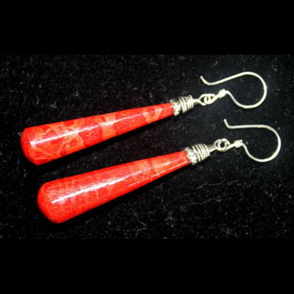 Long Teardrop Coral Earrings