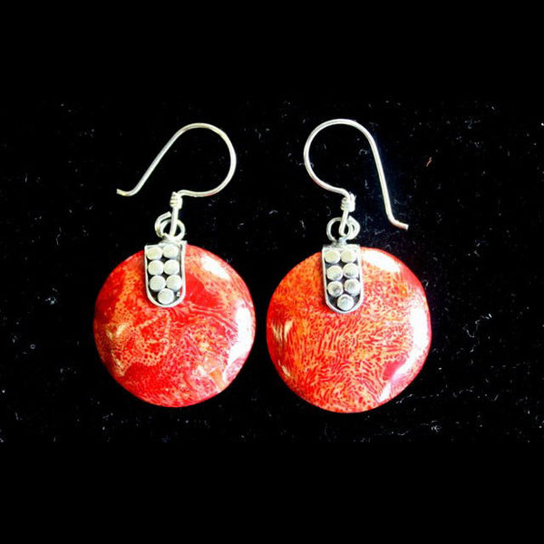 Disc Disc Decor Coral Earrings