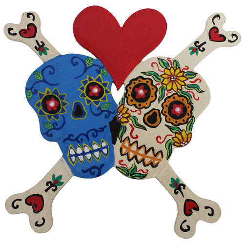 Floral Skull Bones Heart Red / Ivory
